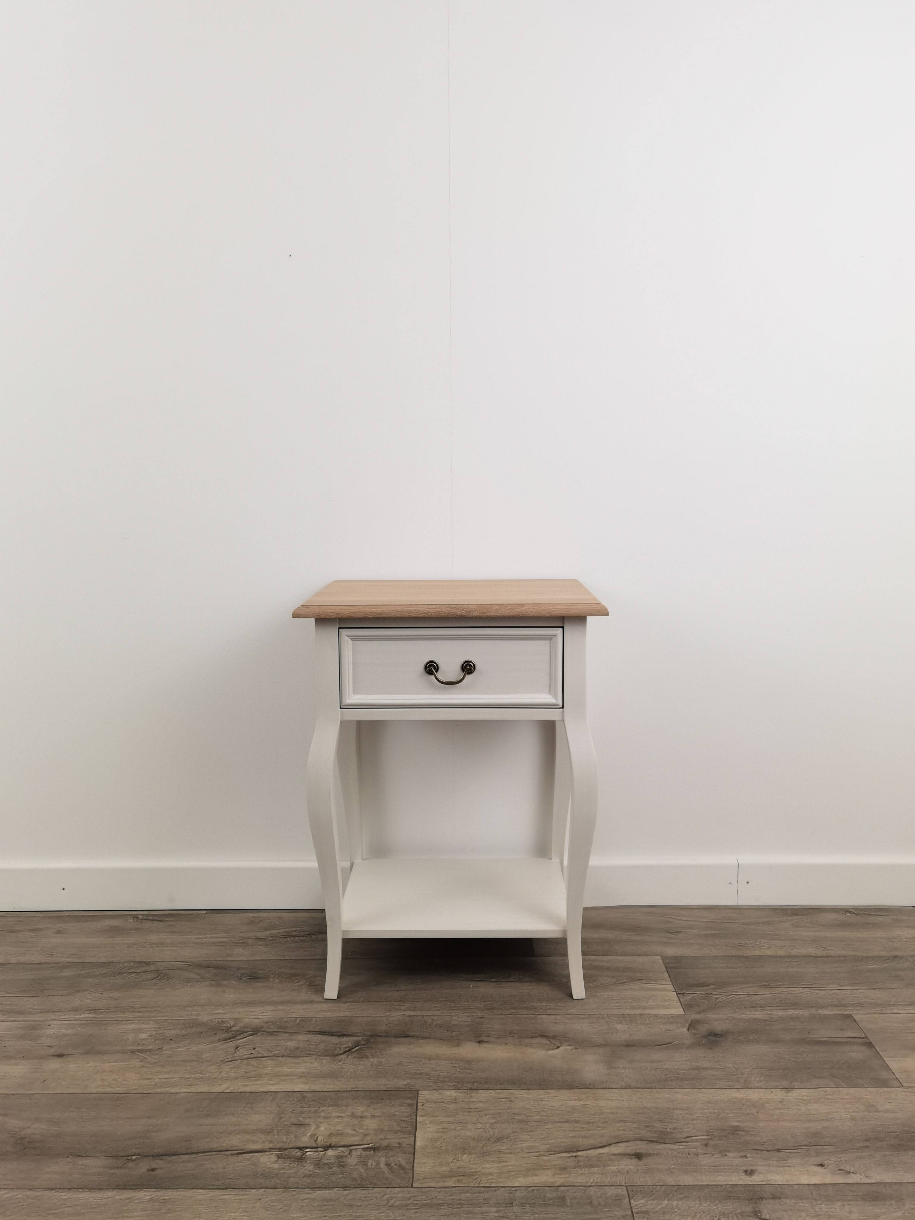 BASTILLE Pedestal 1 Drawer Cabriolet (70cm) – Antique White / Smoke