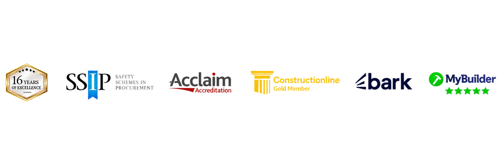 Adam Renovations construction accreditations including SSIP, Acclaim and Constructionline Gold