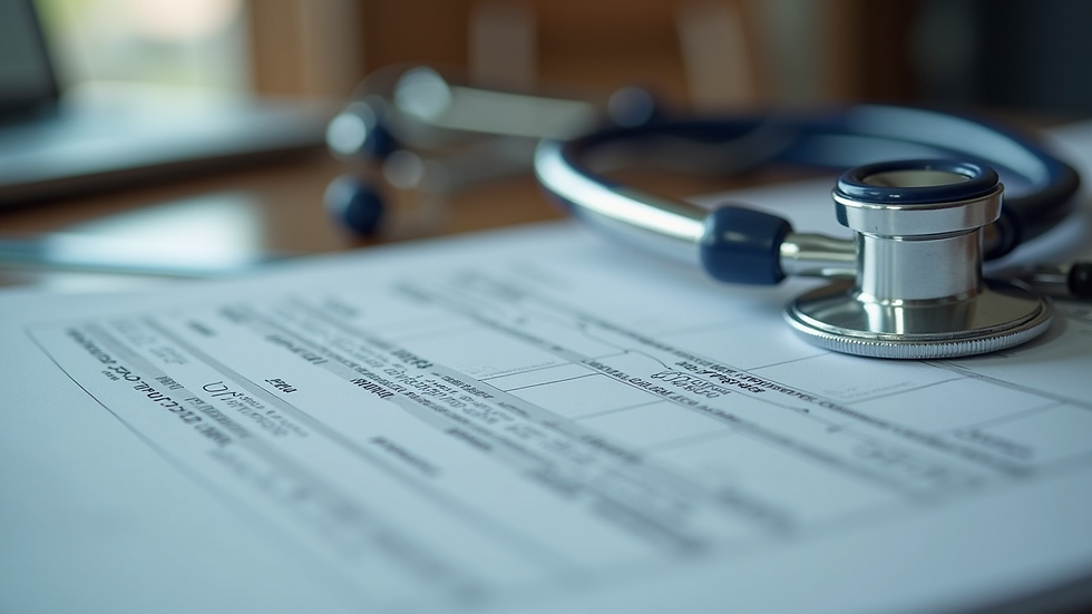 Close-up view of a veteran's medical records and healthcare documents