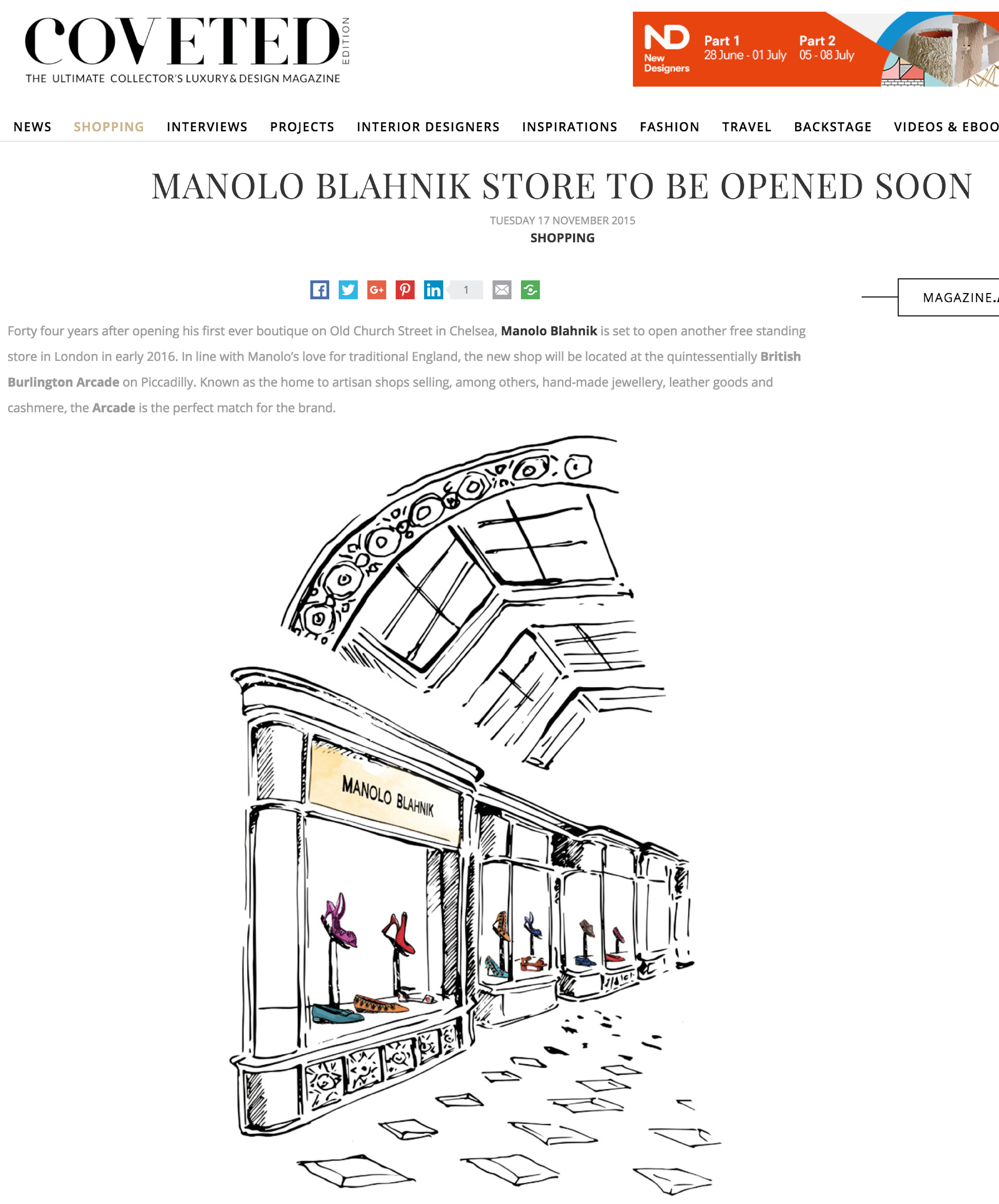 Manolo Blahnik Store opening soon