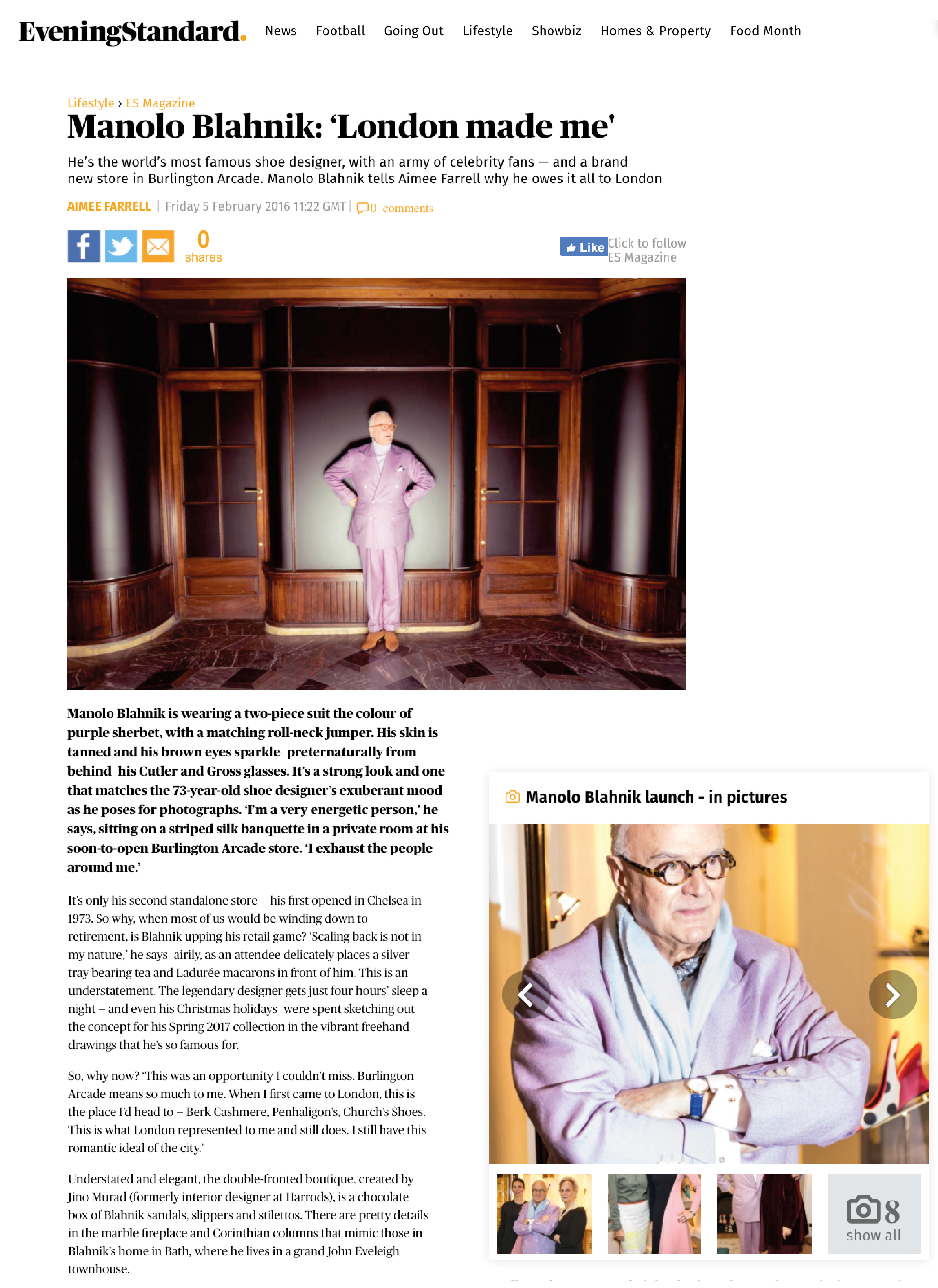 Manolo Blahnik: ‘London made me'