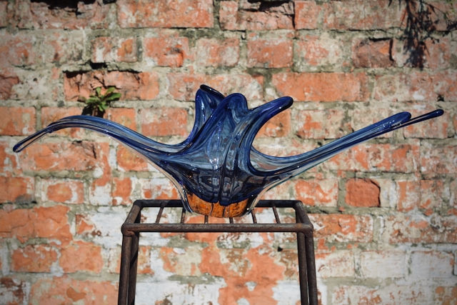 Murano fruitschaal blauw