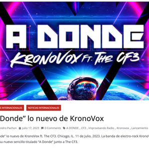 Improvisando Radio publica nota del lanzamiento de "A Donde" ft. The CF3. (Colombia)