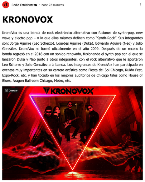 Radio Estridente publica una reseña de KronoVox!