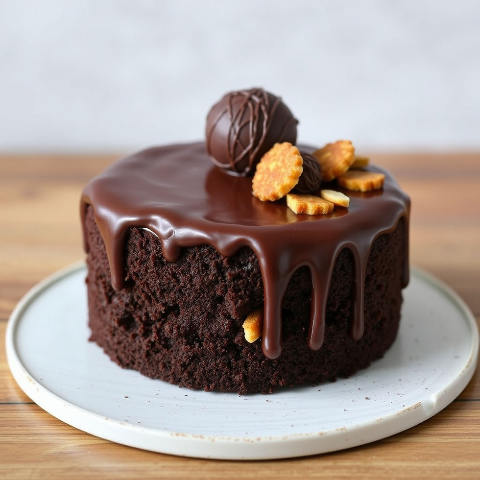 Double Chocolate Nougatine - Dark chocolate cake, intense ganache, honey almond nougatine,