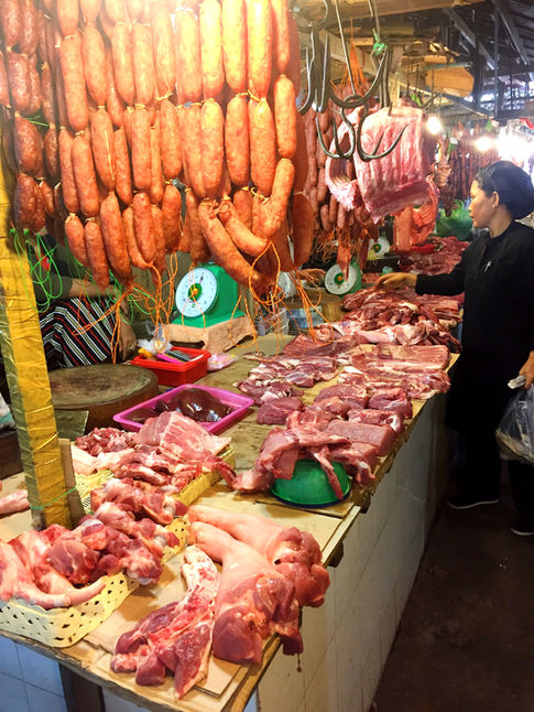 So many sausages at the Siem Reap Old Market