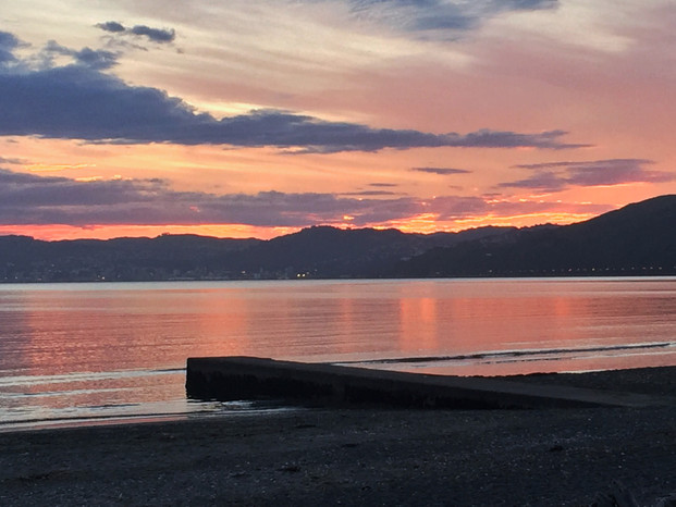 Sun setting Wellington NZ - view from Petone in Wellington