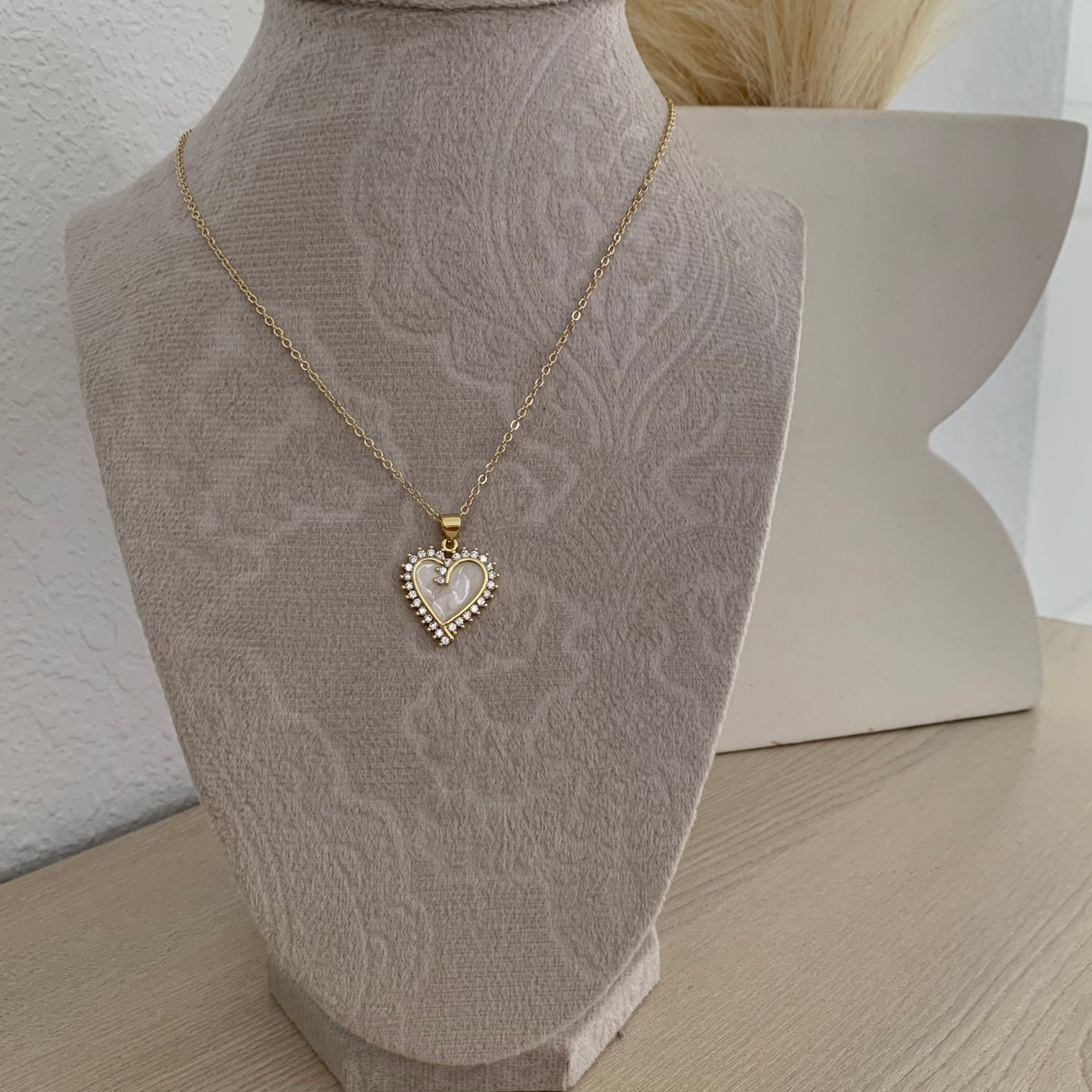 Pearl White Heart Necklace