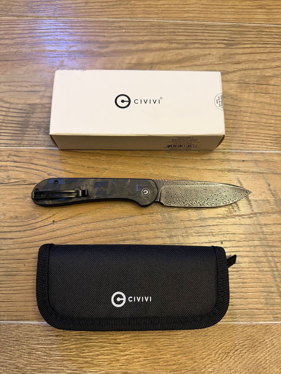 Thumbnail: Civivi Elementum Folding Knife 3.5" Damascus Steel Blade Carbon Fiber Handle