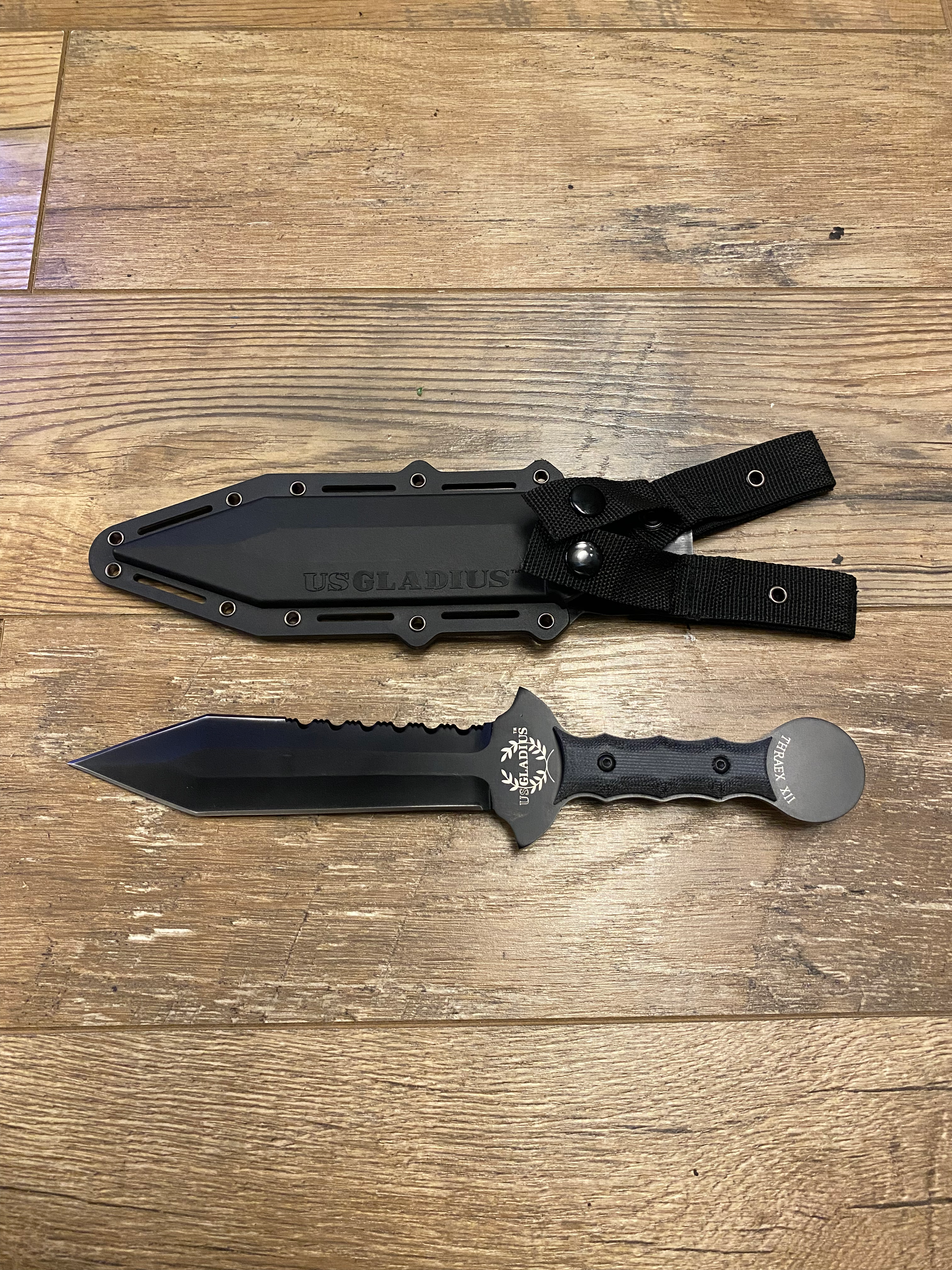 THRAEX™ XII TACTICAL US Gladius Fixed Blade Survival Knife 8CR13mOV