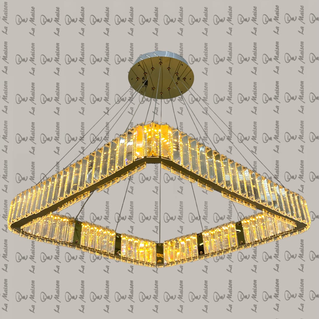 نجفه ليد كريستال مربع ذهبى