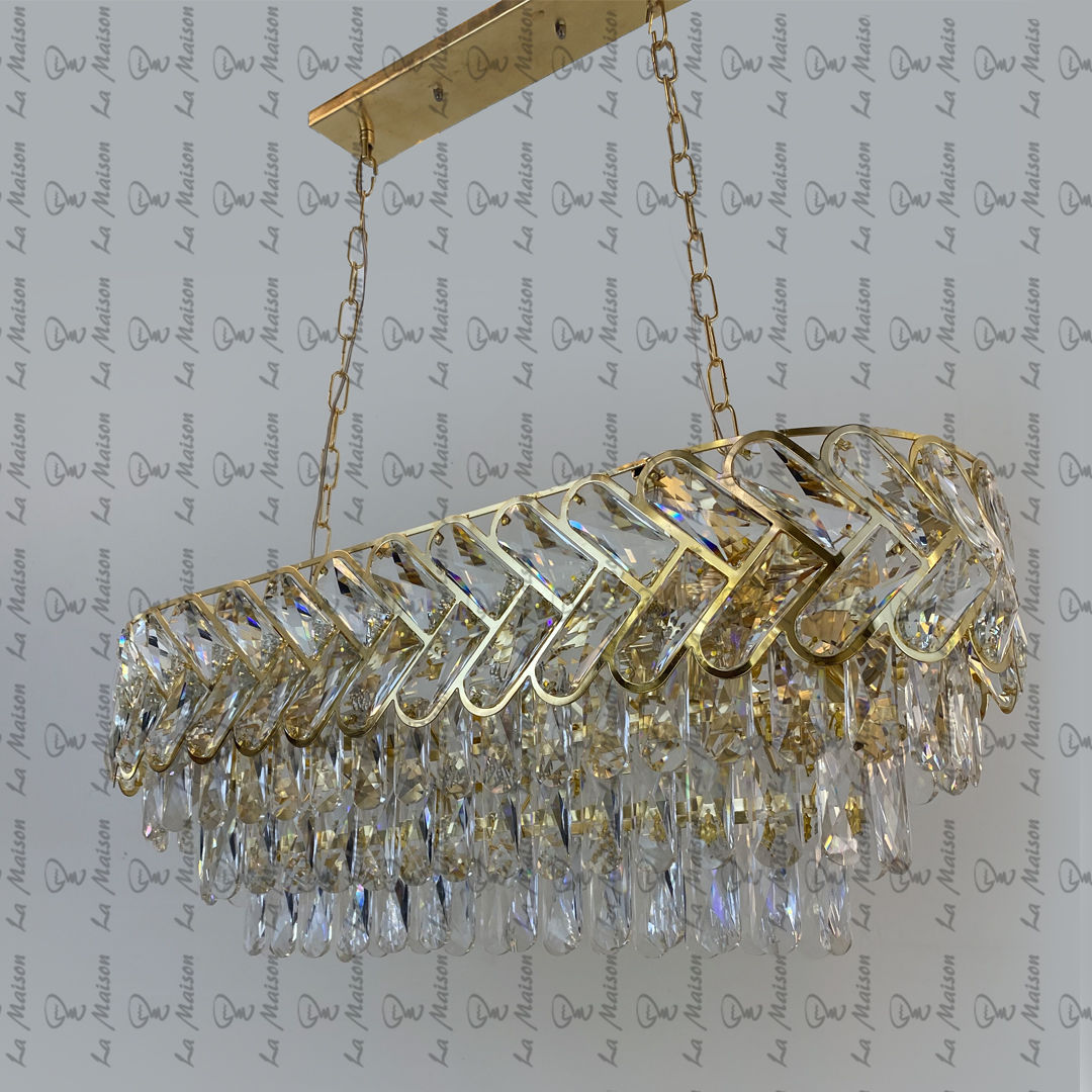 نجفه كريستال ذهبى بيضاوى80سم