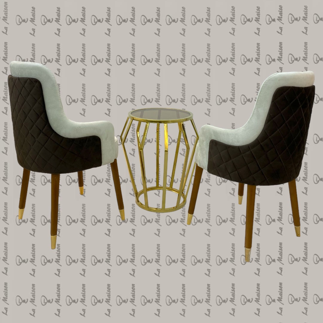 (2)طقم ستانلس (ترابيزه جانبيه ستانلس)+ 2 كرسى خشب*ستانلس