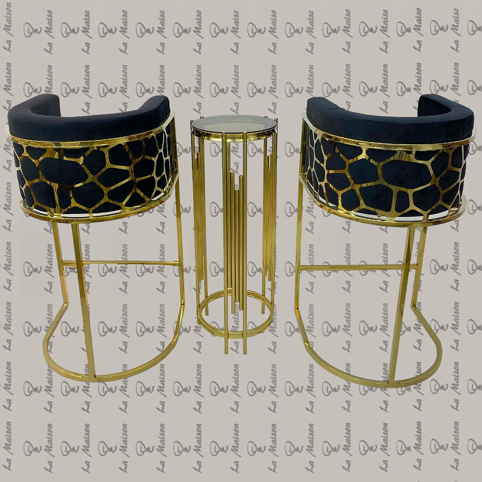 طقم ستانلس ذهبى (ترابيزه بار) + 2 كرسى ستانلس ليزر