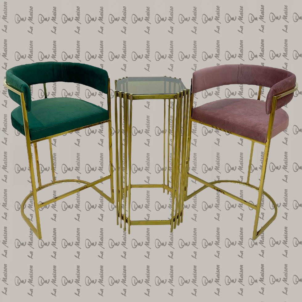 طقم ستانلس ذهبى (ترابيزه بار) + 2 كرسى ستانلس دائرى