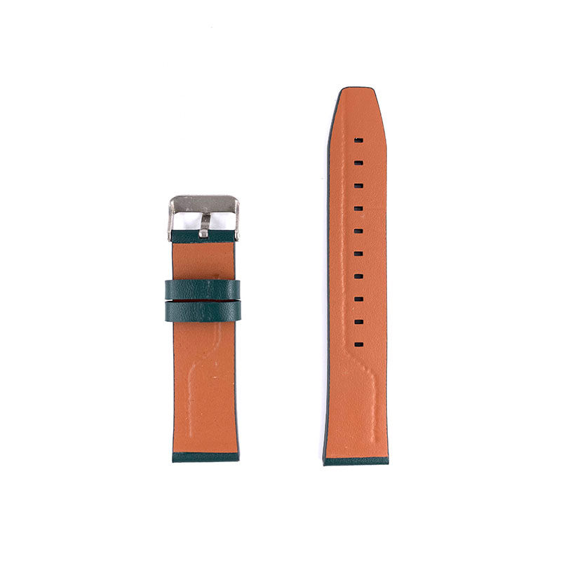 Thumbnail: 22mm Green Leather & Nylon Watch Strap