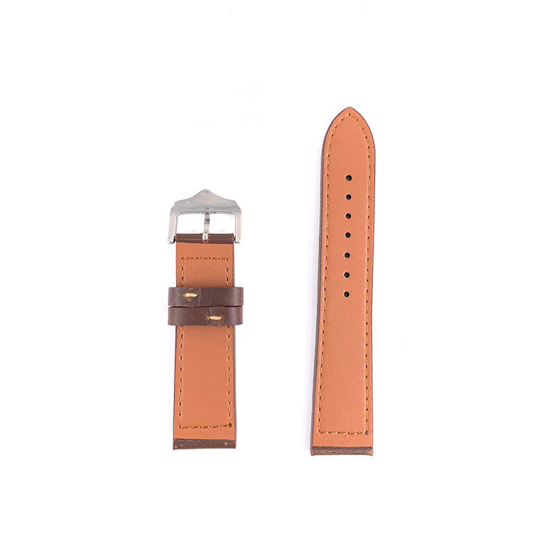 Thumbnail: 22mm Dark Brown with Black Leather & Canvas Watch Strap