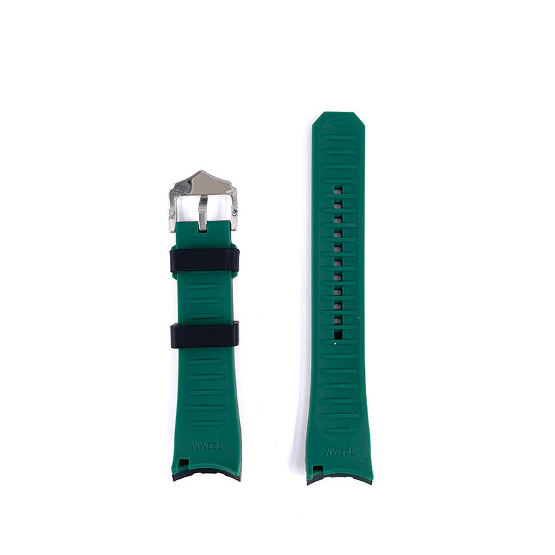 Thumbnail: 22mm Black with Green Arc Rubber Watch Strap