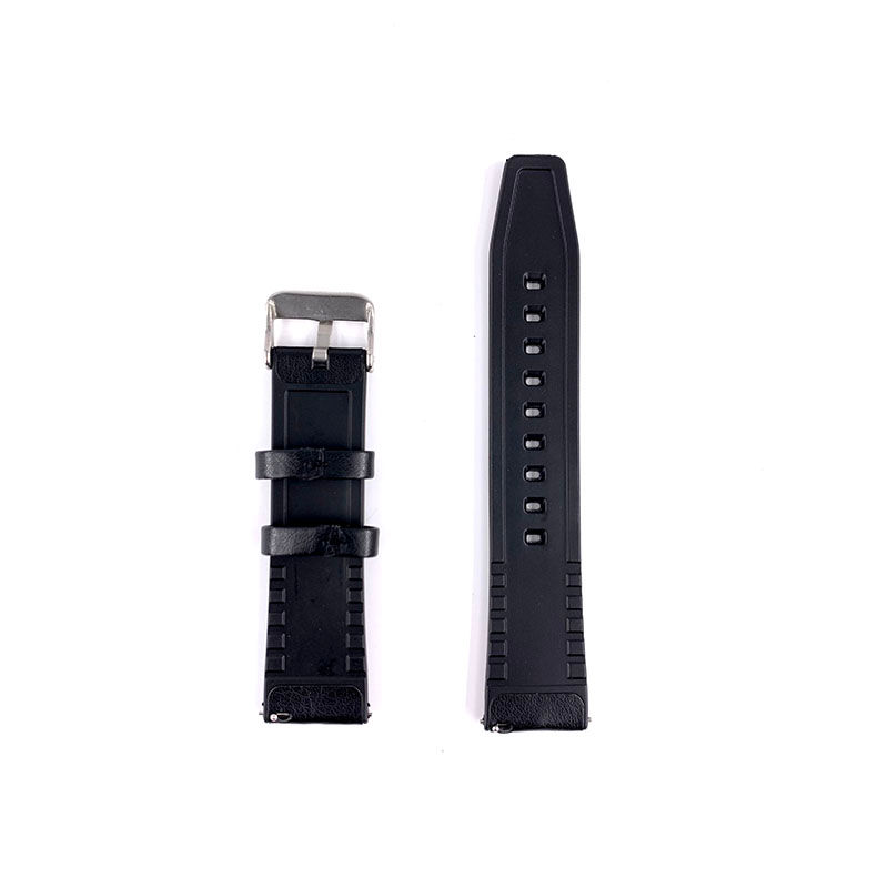 Thumbnail: 22mm Black Leather & Rubber Watch Strap