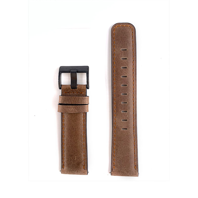 22mm Dark Beige Leather Watch Strap