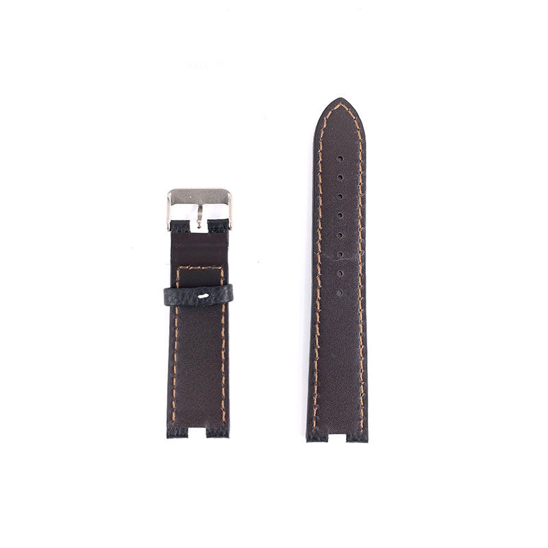 Thumbnail: 22mm Black with White Leather & Canvas Watch Strap
