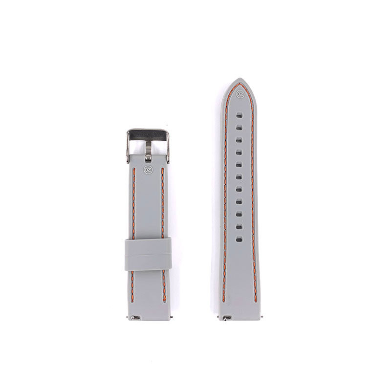 Thumbnail: 20mm Grey with Brown line Rubber Watch Strap