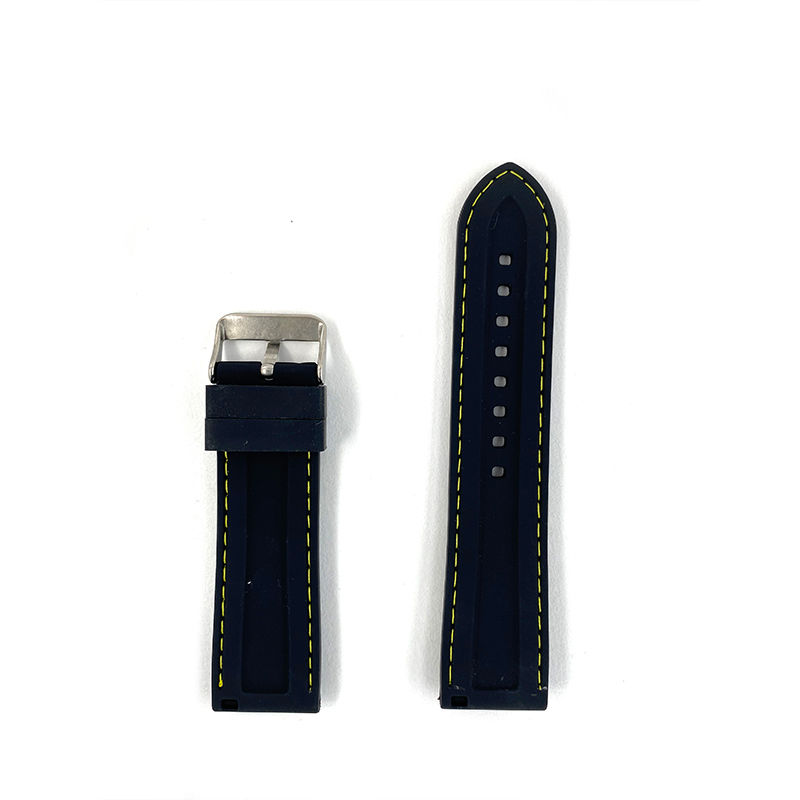 Thumbnail: 24mm Black with Yellow line Rubber Watch Strap