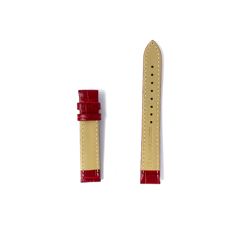 Thumbnail: 15mm Red Embossed Leather Watch Strap