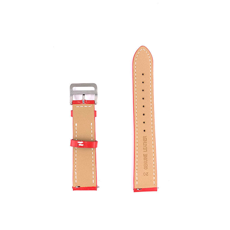 Thumbnail: 20mm Red with White line Leather Watch Strap