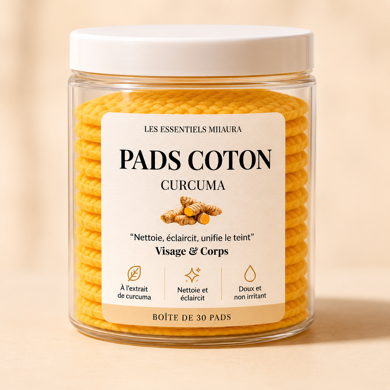 PADS COTON NETTOYANT "Curcuma/kojic"