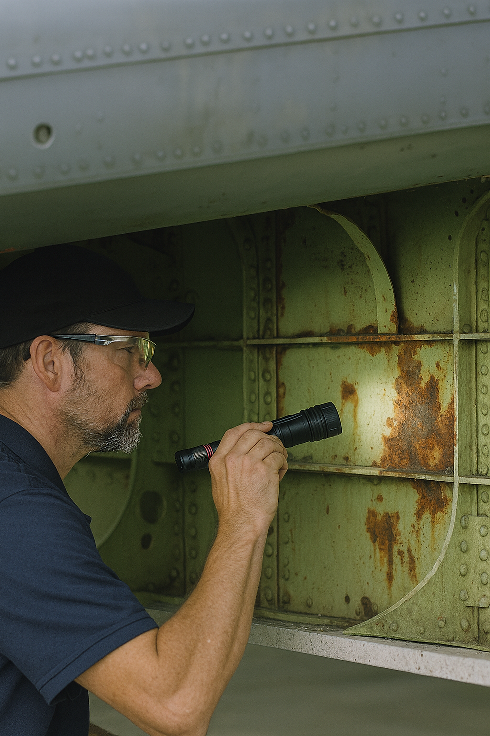 Aircraft corrosion inspection on fuselage lap joints during CPCP