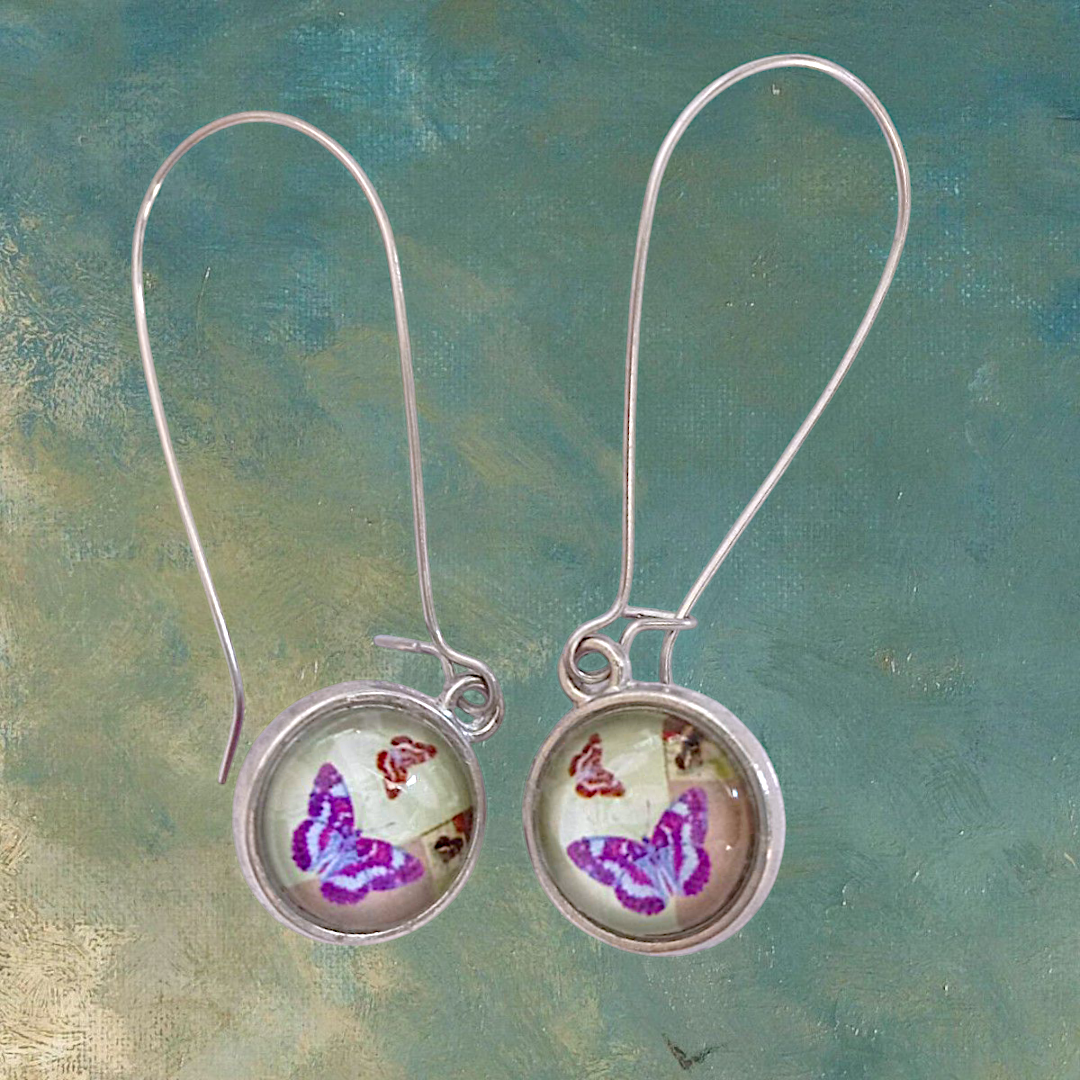 Double Sided Violet Butterfly Drops 