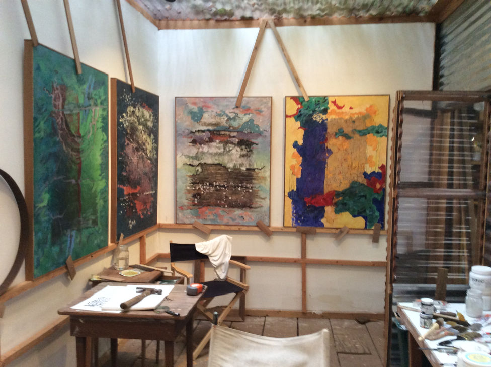 Jim Spillman paintings in studio
