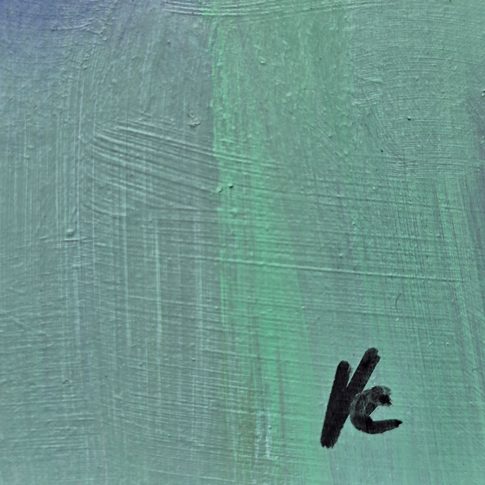 Thumbnail: Charlotte Kantharia's signature on a textured painting