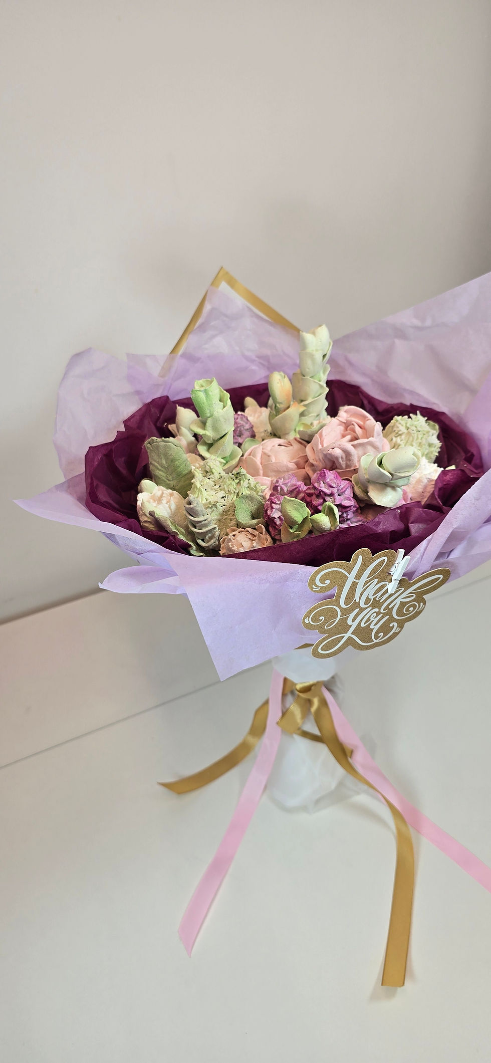 Thumbnail: Zefir flower bouquet with pastel tulips and 'Thank You' tag