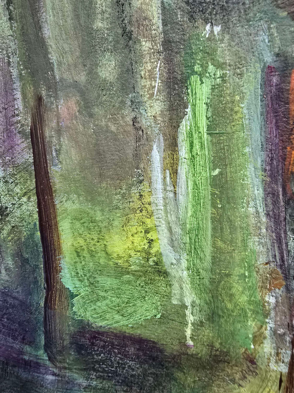 Thumbnail: Abstract painting by Sally Newton with green and brown strokes