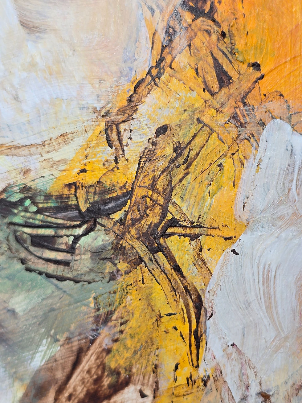 Thumbnail: Textured abstract painting in yellow and brown