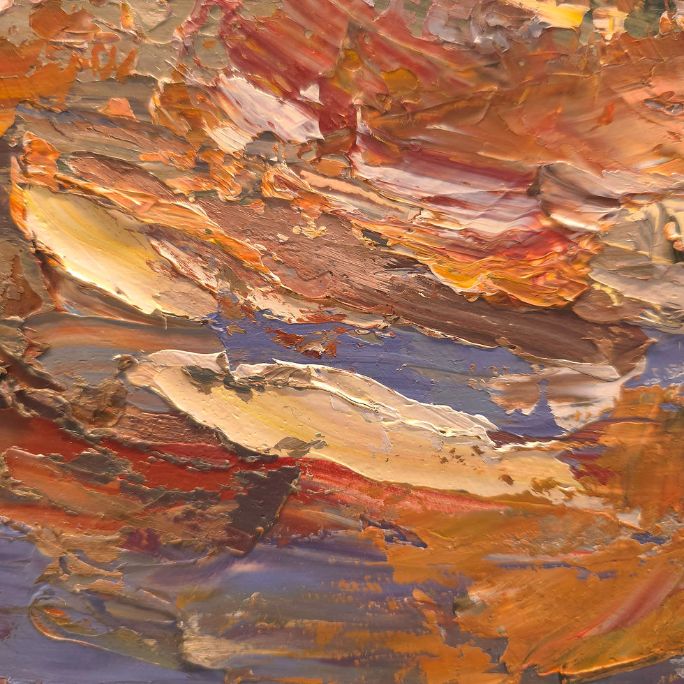 Thumbnail: Susan Kirkman painting detail, thick textured earthy tones