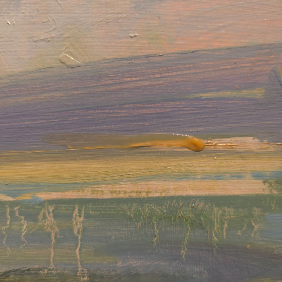 Thumbnail: Helen Greene painting detail: purple, gold, green strokes