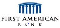 First American Bank logo with blue pillar icon