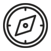 Line icon of a compass representing our approach to guidance