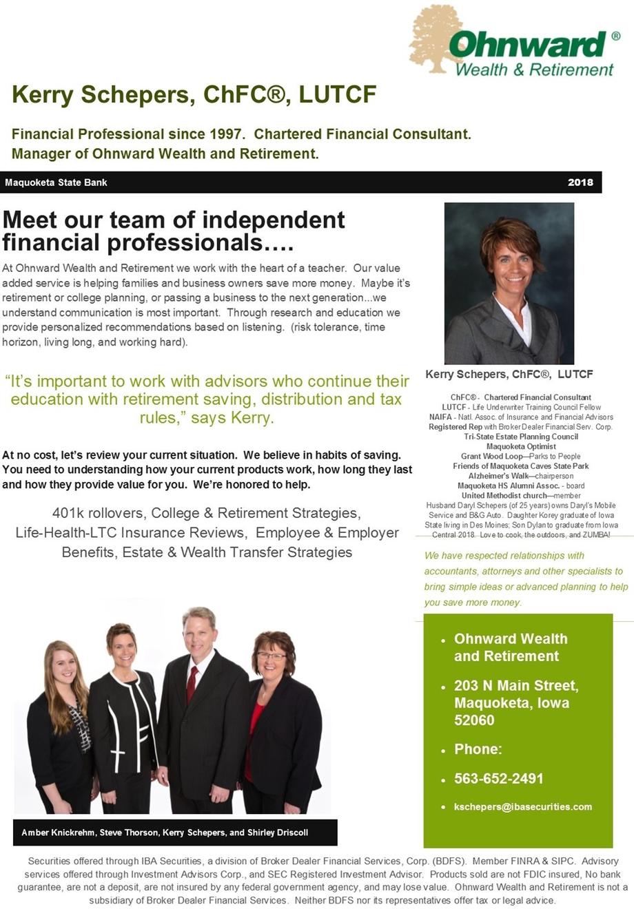 Kerry Schepers bio for Ohmward Wealth & Retirement