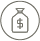 Money bag icon with a dollar sign inside a circle