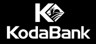 KodaBank logo with letter K and sun over fields