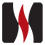 Stylized letter N logo with a red flame element