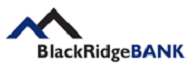 BlackRidgeBANK logo with blue and black mountain peaks