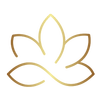 Golden lotus flower line art logo on black background