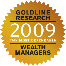 Goldline Research 2009 Most Dependable Wealth Managers seal