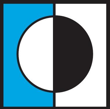 Abstract geometric square logo with a split circle