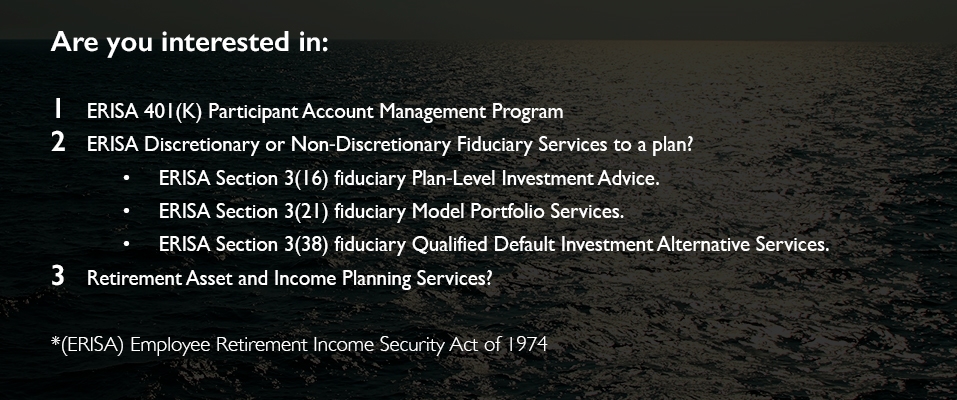 List of ERISA 401(k) and retirement planning services.